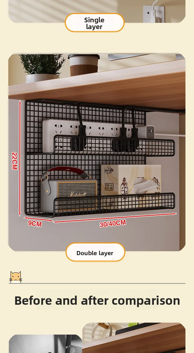 Under-desk Cable Management Cable Tray Punching Free Power Cable Trough Finishing Box Wire Socket Storage Wiring Organizer - Image 13