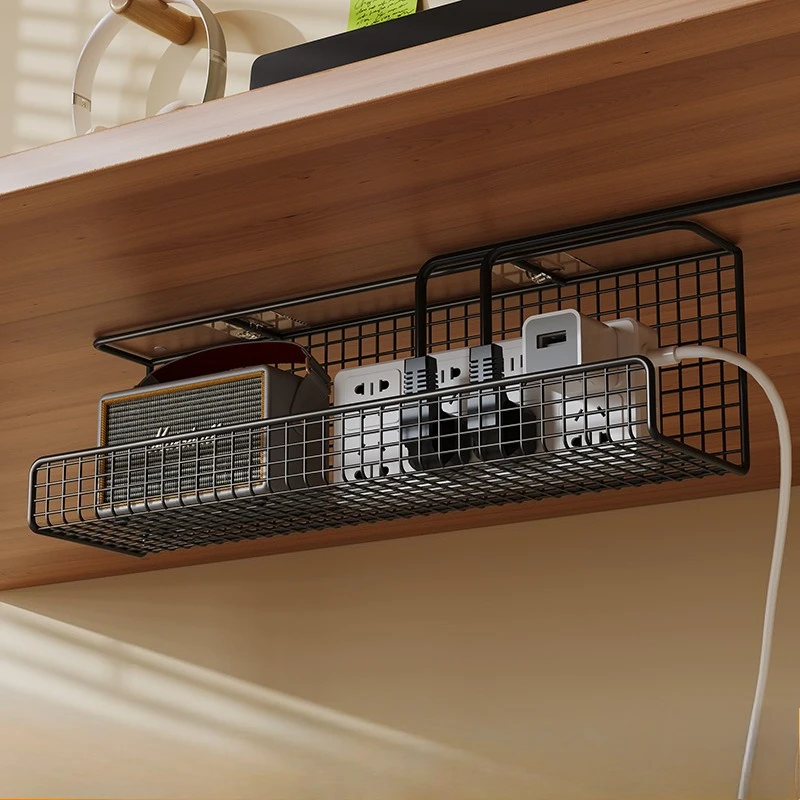Under-desk Cable Management Cable Tray Punching Free Power Cable Trough Finishing Box Wire Socket Storage Wiring Organizer